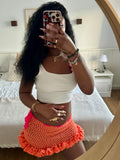 Papaya Ruffle Mini Skirt