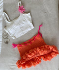 Papaya Ruffle Mini Skirt